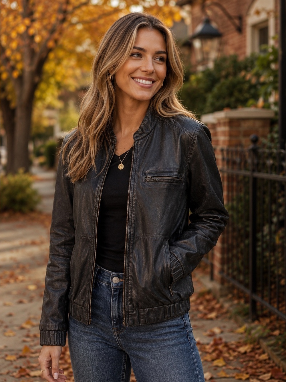 Joie 100% Genuine Leather Black Bomber Jacket. Size Small.